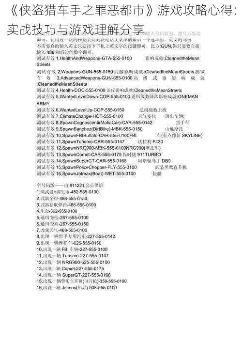 《侠盗猎车手之罪恶都市》游戏攻略心得:实战技巧与游戏理解分享