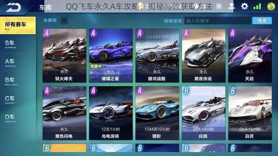 QQ飞车永久A车攻略:揭秘高效获取方法