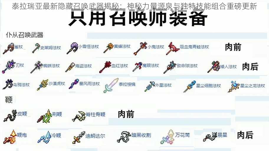泰拉瑞亚最新隐藏召唤武器揭秘:神秘力量源泉与独特技能组合重磅更新